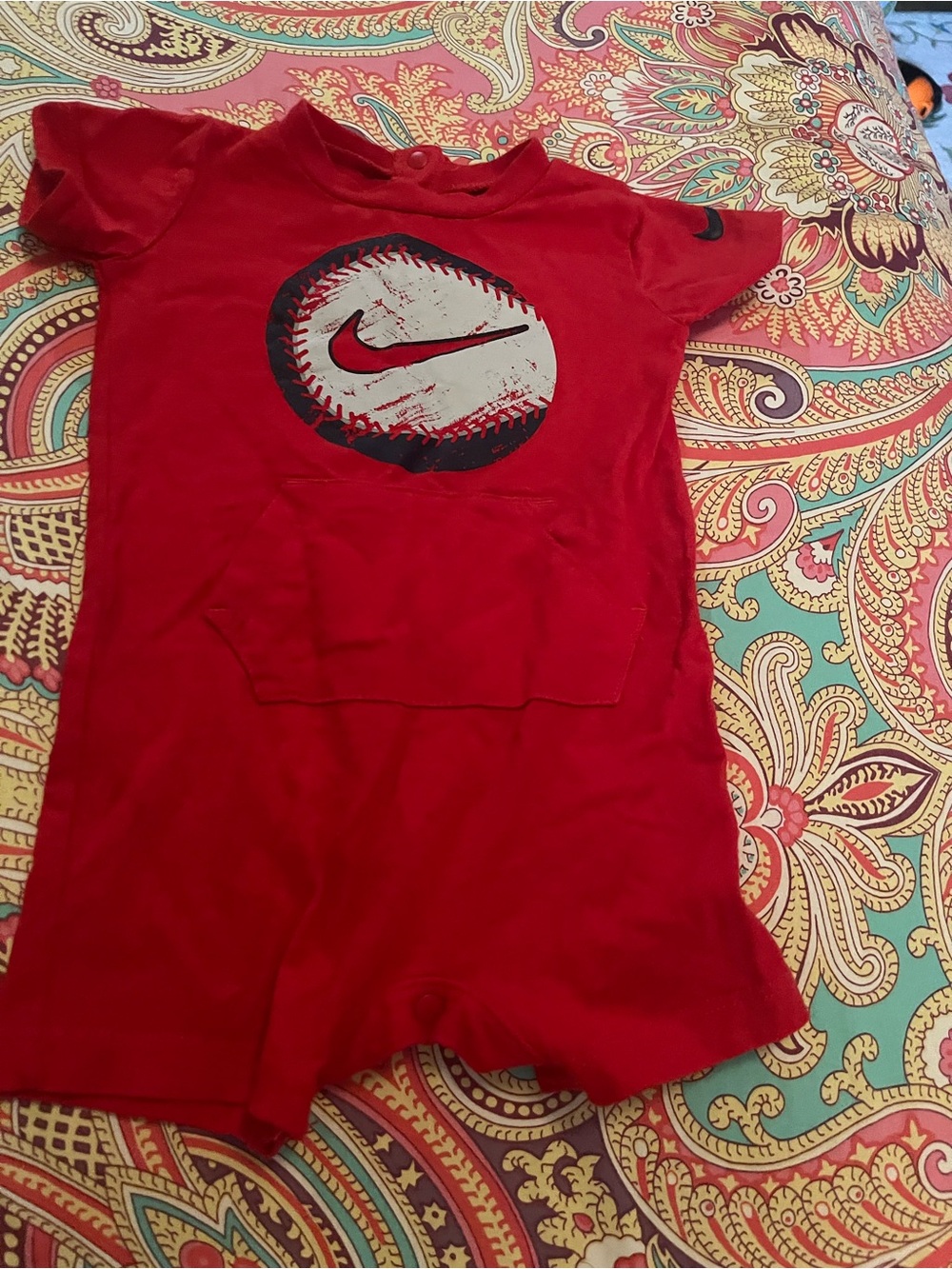 Nike Red Short-Sleeve Baseball Graphic Tee Romper